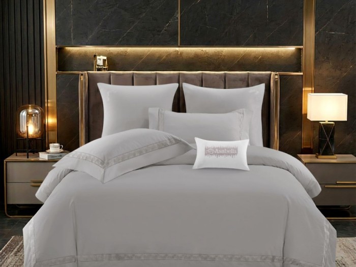 Комплект постельного белья Евро, египетский хлопок Premium с вышивкой 2388-6