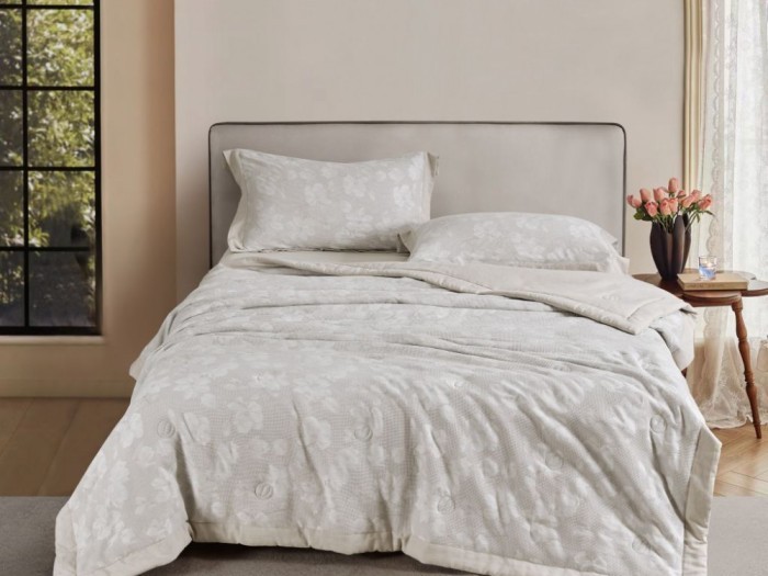 Комплект с летним одеялом полуторный из муслинового жаккарда 160х220 см, 2064-OSPS