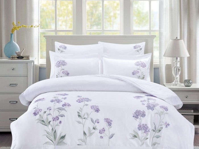 Комплект постельного белья Евро, египетский хлопок Premium с вышивкой 2260-6