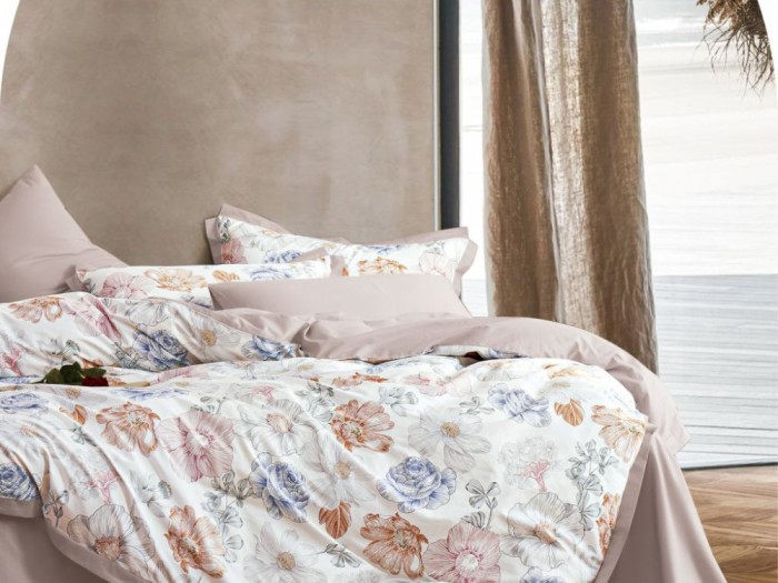 Комплект с летним одеялом полуторный из печатного сатина 160х220 см, 2164-OSPS