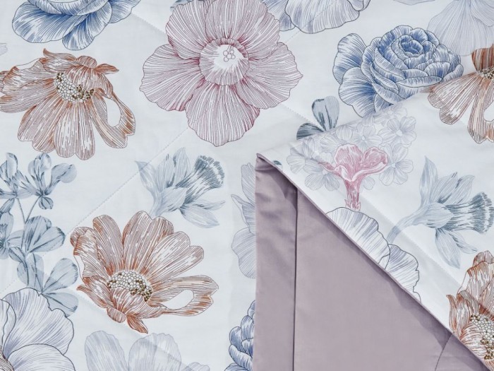 Комплект с летним одеялом семейный из печатного сатина 160х220 см, 2164-2OSP