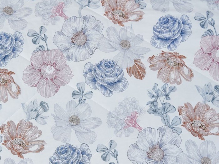 Комплект с ЛЕТНИМ одеялом из печатного сатина 200х220 см, 2164-OMP