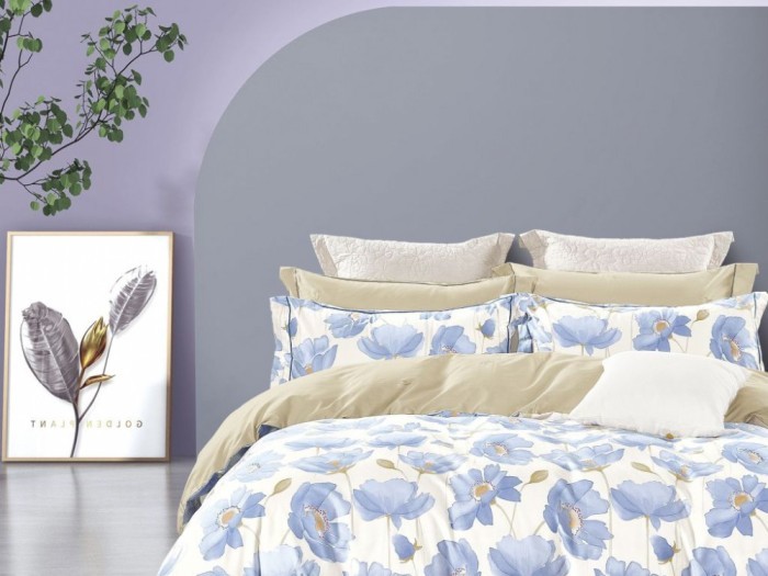 Комплект с летним одеялом полуторный из печатного сатина 160х220 см, 2165-OSPS