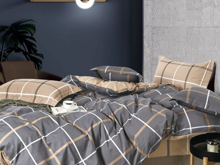 Комплект с летним одеялом семейный из печатного сатина 160х220 см, 2172-2OSP